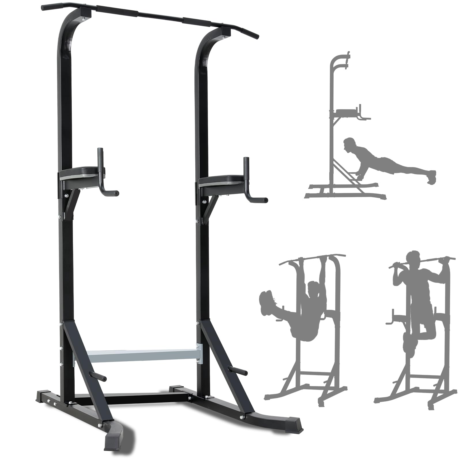 Chaise Romaine Station de Musculation Complet, Pull Bar Barre de Tractions sur Pieds, Barres de Traction Support d'Entraînement Dips Pull Up Fitness Power Tower, Barre Traction Stable Charge 150KG