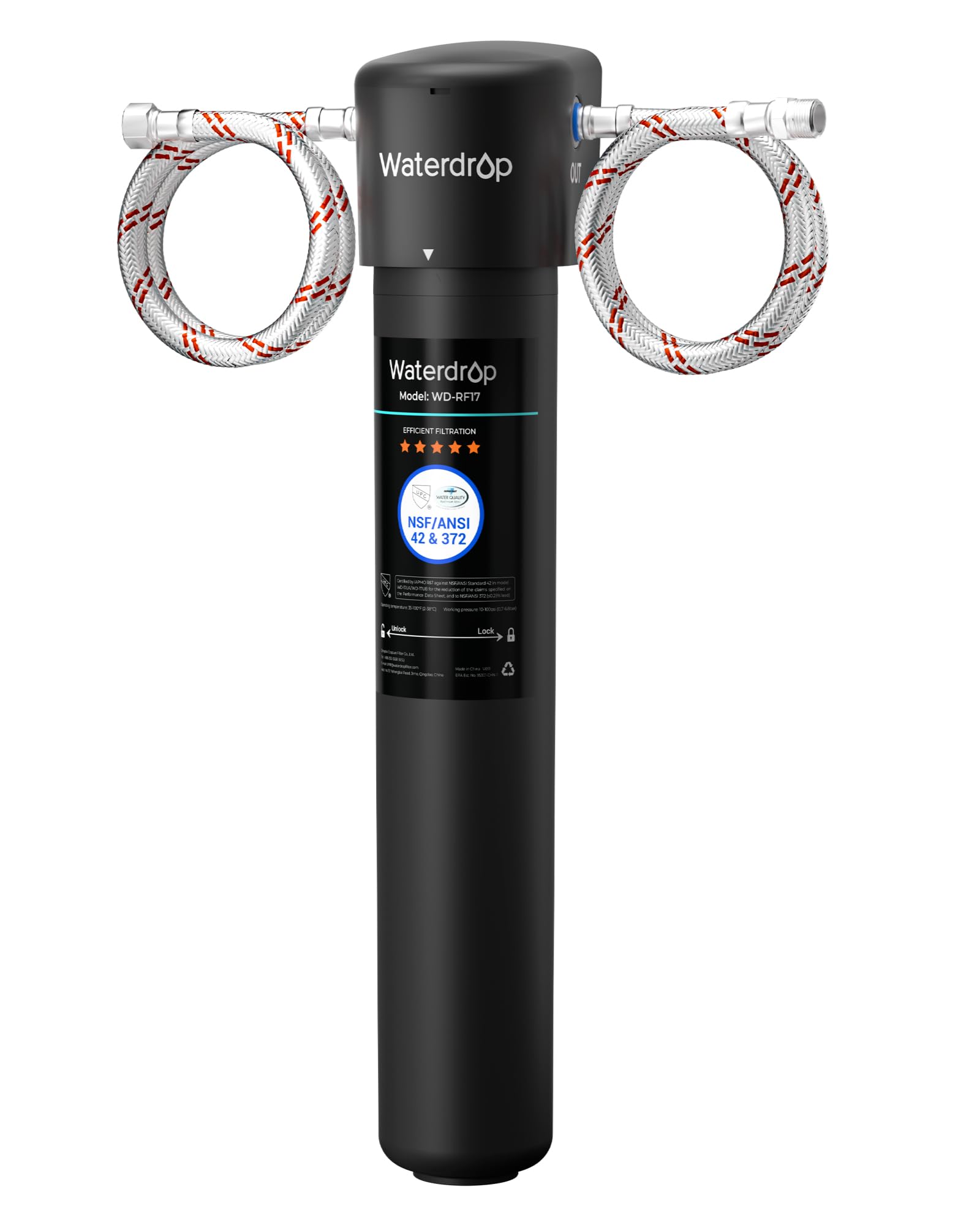 Waterdrop 17UA Under Sink Water Filter System, Main Faucet Under Counter Water Filtration System, Reduce Chlorine, Lead, Bad Taste & Odor, 3 Years Ultra Long Lifetime, USA Tech