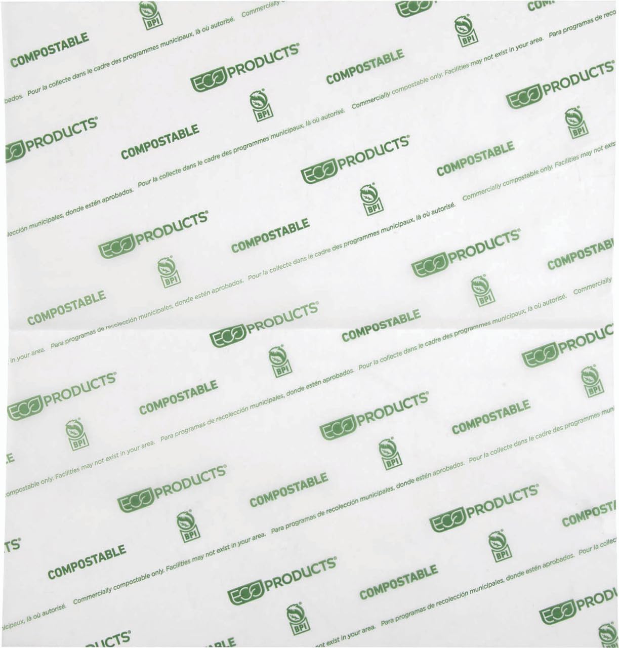 Eco-Products Odnawialny i kompostowalny papier z białego wosku 25 cm, 12 pudełek po 500 arkuszy, łącznie 6000 arkuszy, wykonany z zasobów odnawialnych, certyfikat ASTM, BPI