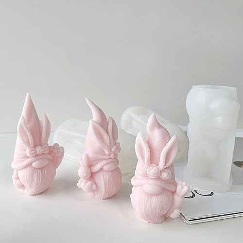 Miniatura 3 de Xidmold 3 moldes de silicona para velas de gnomo de Pascua, lindo conejo, oreja, gnomo, para aromaterapia, jabón, arcilla polimérica, adorno de