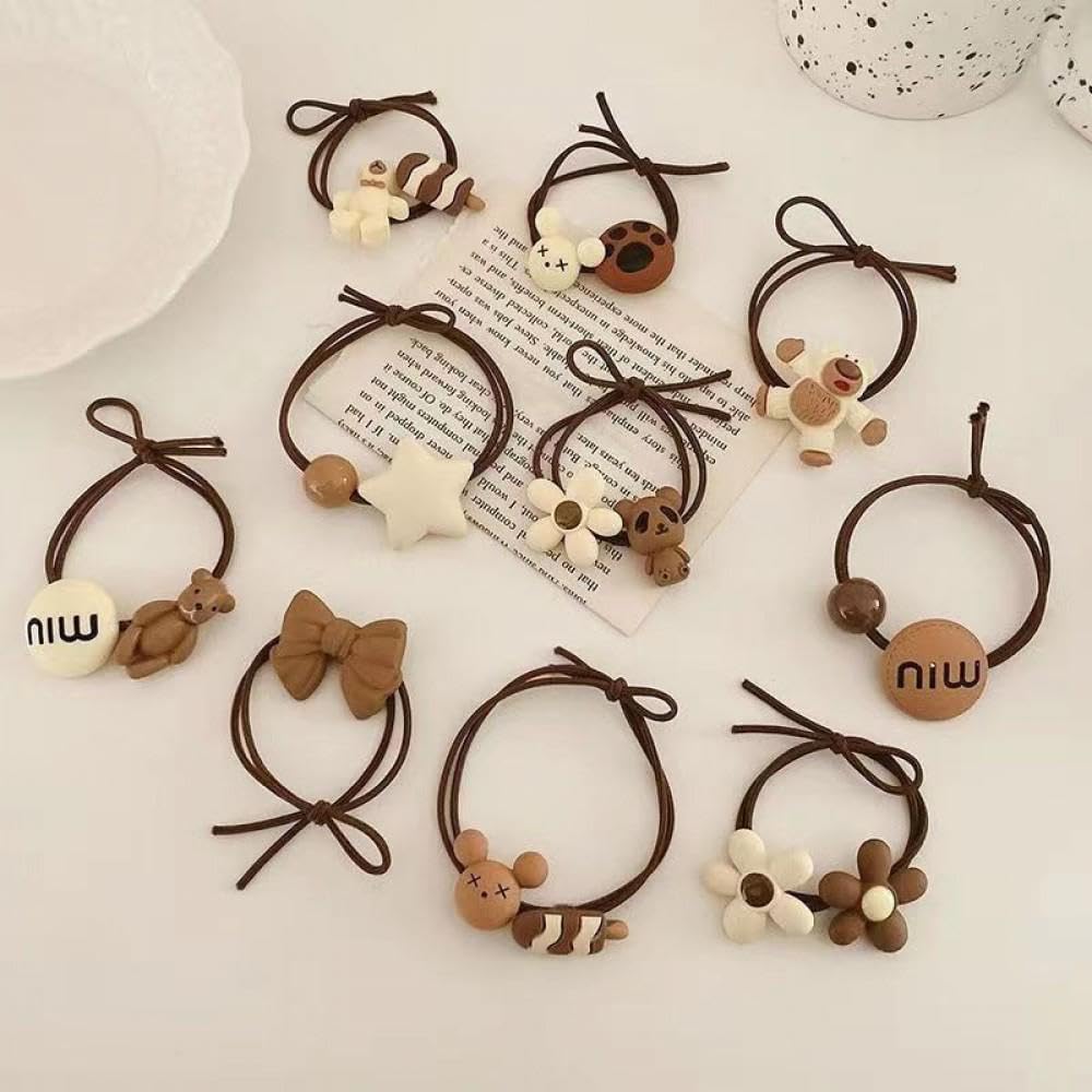 Radhya Accessories Cute Charms Coffee Shades Rubberband for Kids, Women, Girls Pony bands Hairgrips hair clips hair styling elastic bands Pack of 10 bands Gift For Girlfriend & Wife (B0C8JFBBSR) Amazon Price History, Amazon Price Tracker