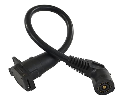 Conntek 11110-024EX 7-Way Travel Trailer Extension Cord with Elbow Plug (2-Feet)
