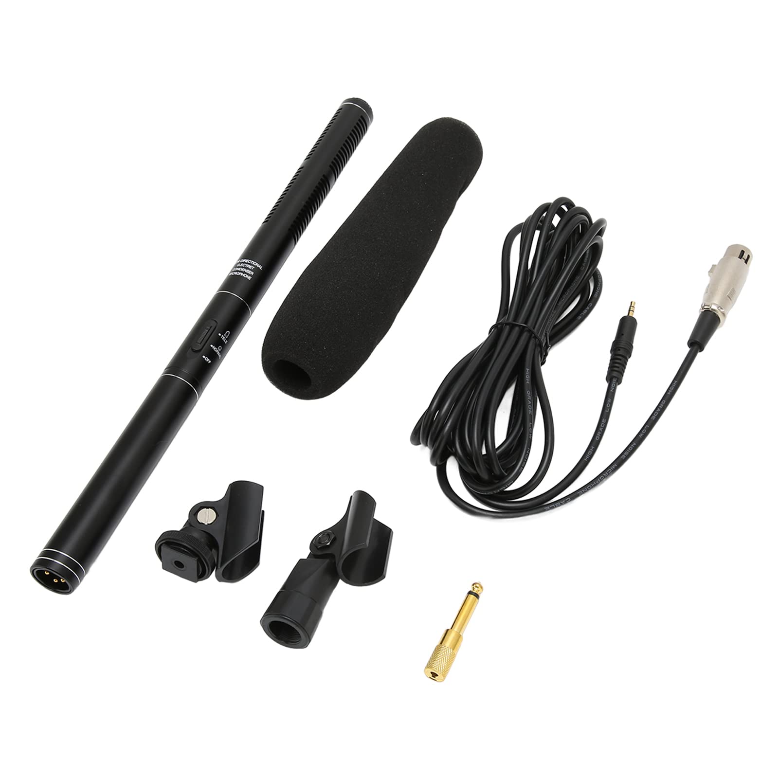 Micrófono de Entrevista, Micrófono de Escopeta de Condensador XLR con Cable de 36 Cm/14,2 Pulgadas, Micrófono de Cámara de Entrevista con Reducción de Ruido de Mano para Grabación, Discurso, Escenario