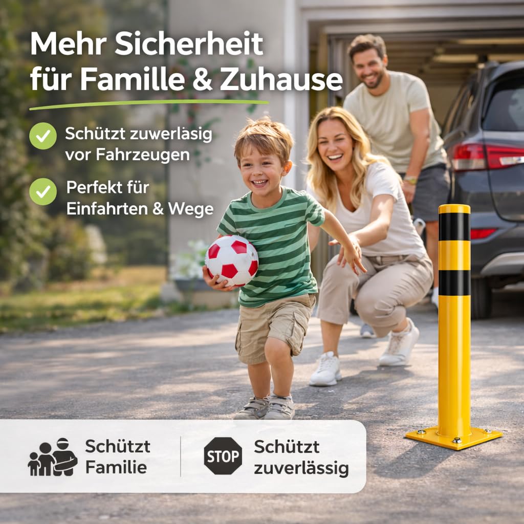 Lagerschutz - Rammschutzpfosten gelb ca. 110 cm - Rammschutzpoller, Absperrpfosten - Ø 60 mm Anfahrtschutz für Regal & Hochregale & Einfahrt & Hof & Garage