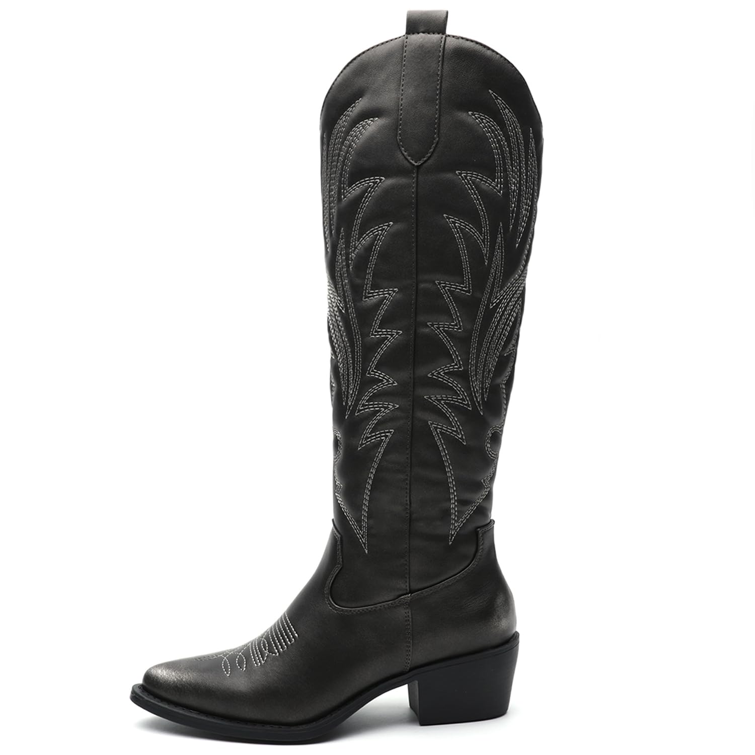 GLOBALWIN Women's Knee High Cowboy Boots Brown Cowgirl Boots