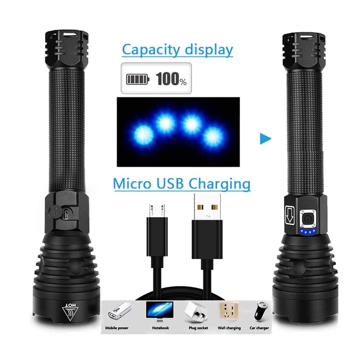 希少『XHP90.2/高出力基板』強烈光懐中電灯高電圧26650充電池　T6充付 Amazon.co.jp: 充電式タクティカル LED 懐中電灯 90000 高ルーメン、超