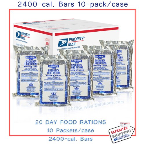 Mainstay Emergency Food Bars 2400 Calorie Ration Pack of 10 5 Year Shelf