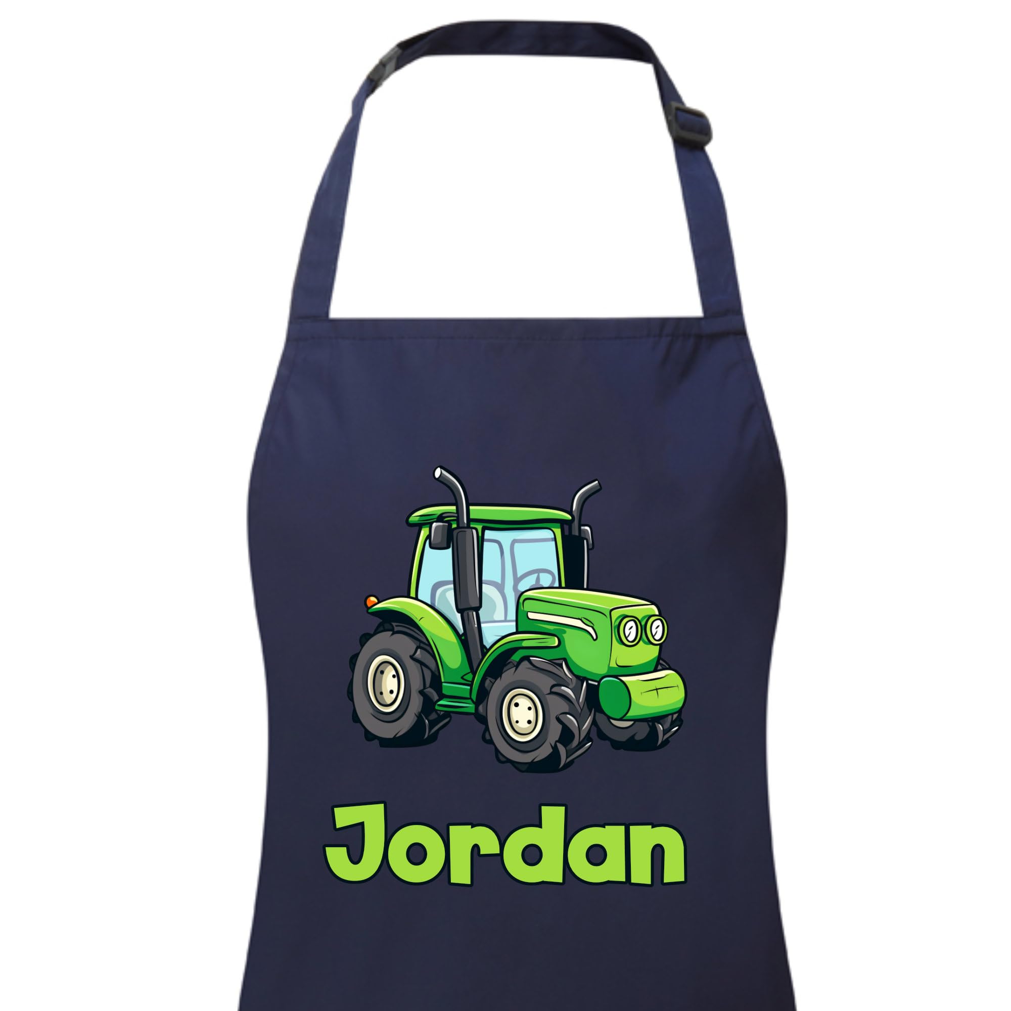 PIXPRINT Personalised Any Name Tractor Waterproof Kids Apron. Craft, Bake, Cook. Boy, Girl, Unisex. Gift, Navy, 3-6 Years - Image 2