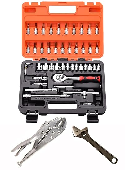 Digital Craft Multifunction Hand Tool Kit Car Ratchet Wrench Assembly Tool Household Repair Tools Automotive Set 46PC Socket Set,10