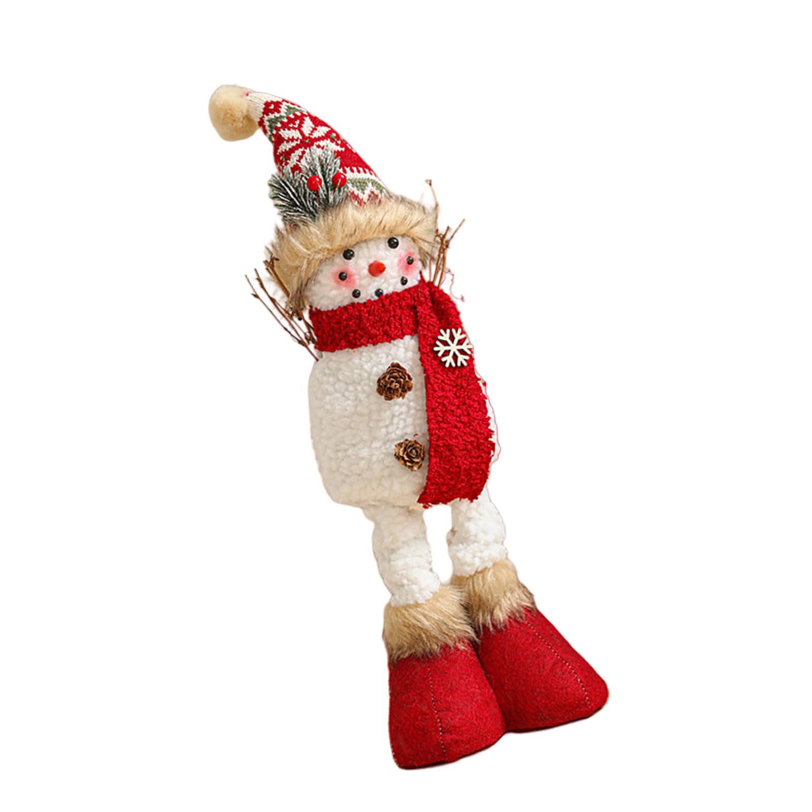 Buxuaaaa Christmas Themed Accessories Plush Snowman Figurine Accessory Holiday Ornament Seasonal Tabletop Decoration Workshop Ornament