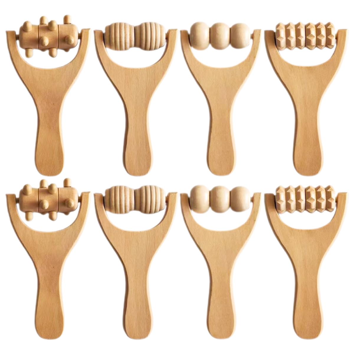 8 piezas Rodillo Masajeador de Madera para Espalda Cuello Pies y Brazos Diseño Ergonómico Portátil Herramienta Duradera para Acupresión y Relajación Muscular