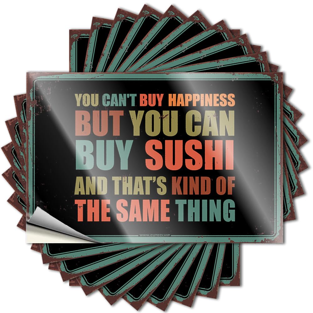 Country Stuff Saying Durable Accessory | You Can't Buy Happiness But You Can Buy Sushi Positive Self Adhesive Sticker for Cruise DIY(12X18CM)