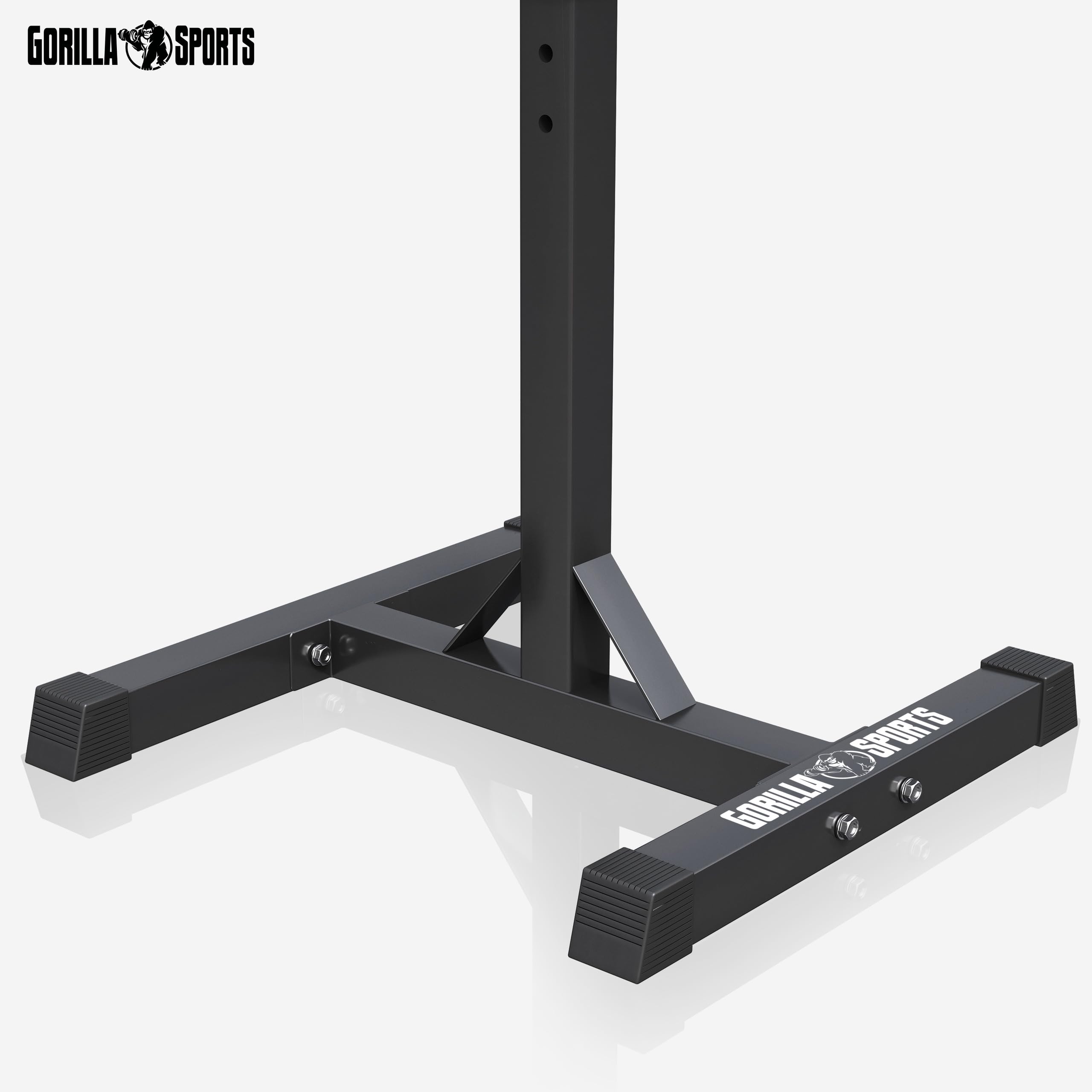 GORILLA SPORTS® Squat Rack – Verstellbar, 52 x 53 x 105–172 cm, Max. Belastbarkeit 500 kg, Schwarz – Langhantelständer, Langhantelablage, Power Rack, Stabiles Gestell, Hantelbank-Stütze, Halterungen