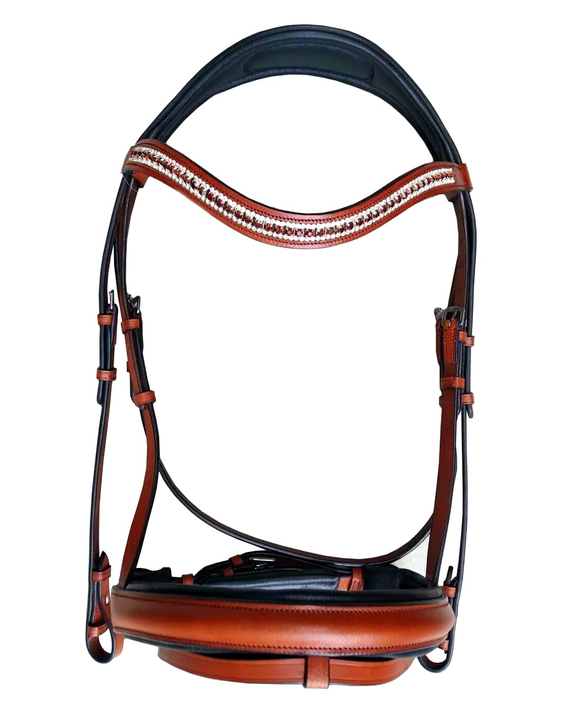 Caballo Tack de cuero con brida inglesa Full Cob Pony Tan ST-019