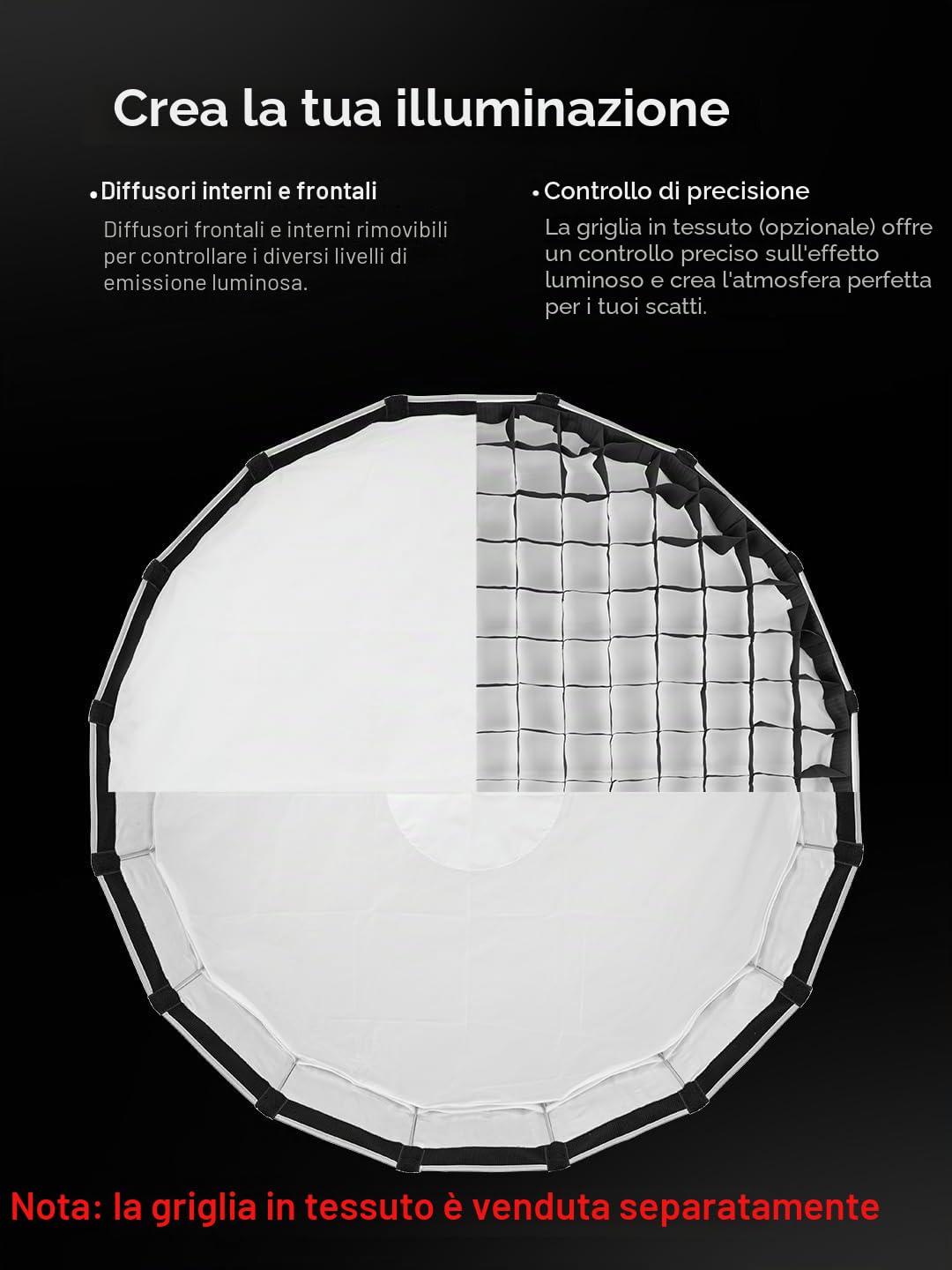 Godox Softbox Godox S85T - Ombrello Softbox a sgancio rapido da 85 cm, supporto Bowens con diffusore anteriore e interno rimovibile per fotografia, live streaming e viaggi