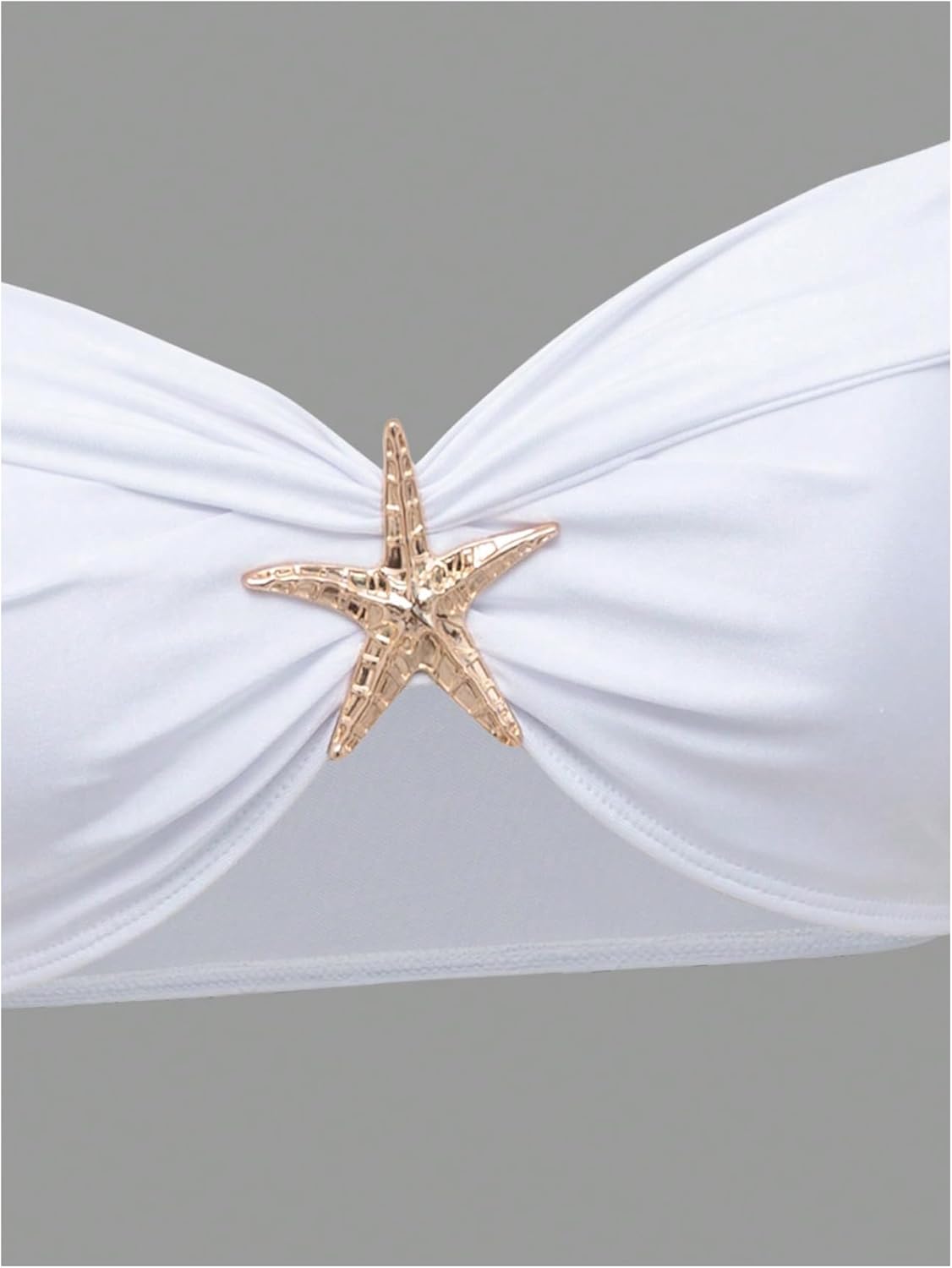 SOLY HUX 3 Piece Swimsuits for Women Sexy Summer Gold Off-Shoulder Bikini Sets Cover Up Skirt Bathing Suit - Image 4