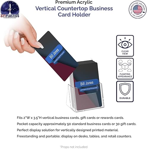 Miniatura 3 de Marketing Holders Paquete de 6 soportes verticales para tarjetas de regalo de 2 x 3.5 pulgadas, soporte de exhibición de acrílico transparente para