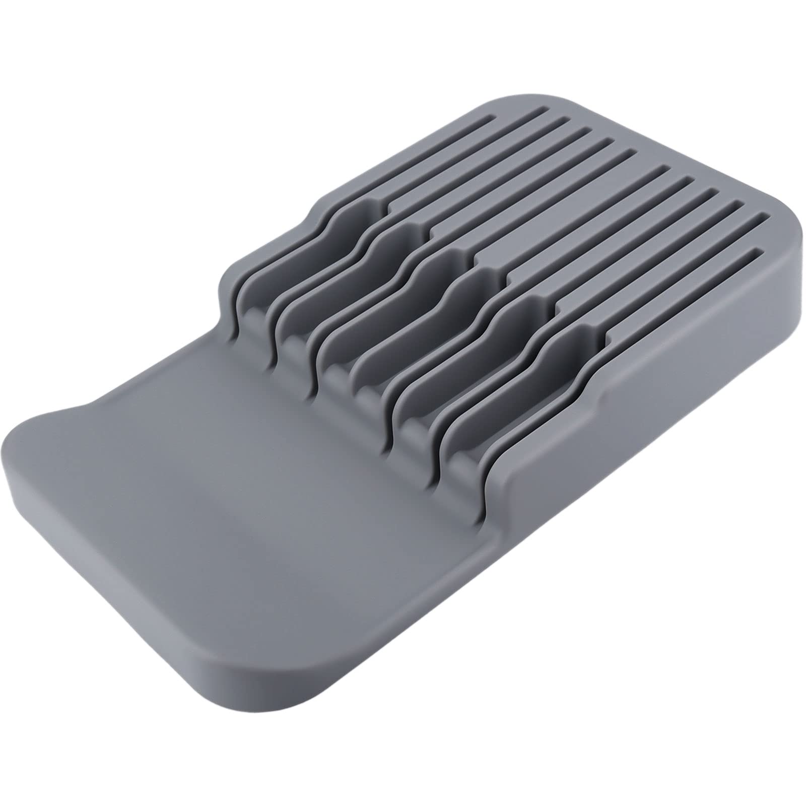 Portacoltelli organizzatore,Blocco Coltelli in Plastica di Alta qualità,Cassetti Organizzatore Coltelli e Supporto per Coltelli con Fessure di Sicurezza,Portacoltelli da Cucina(Grigio)