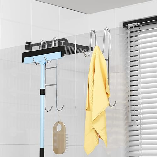 Vista 10 de Cerbonny Ganchos para puerta de ducha (10 pulgadas), paquete de 2 ganchos extendidos para toallas de baño, ganchos para puerta de vidrio sin marco