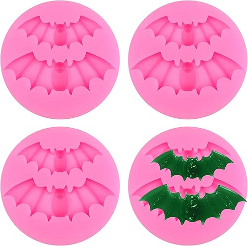 4 moldes de silicona para murciélagos de Halloween, moldes decorativos para tartas, moldes de chocolate de Halloween, molde para hornear fondant,