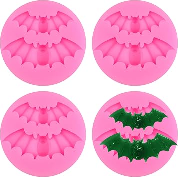 4 Pcs Halloween Bat Silicone Fondant Molds Decorative Cake Mold Halloween Chocolate Molds Fondant Baking Mold Jelly Pudding Mold for Sugar Craft Cake Decoration