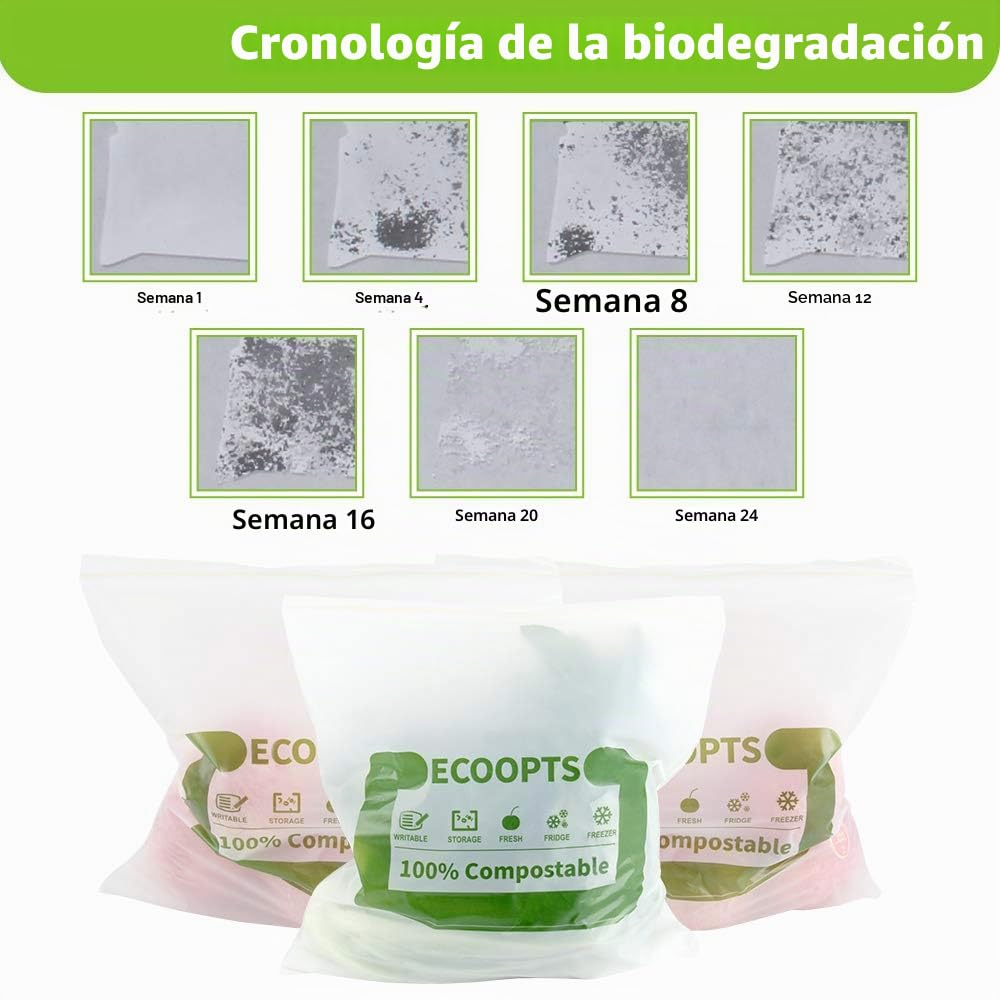 Bolsa grande con cremallera para sándwich 100% compostable, bolsas de almacenamiento de alimentos ecológicas, bolsa para congelador, a base de plantas, sin BPA, sella bien para frutas, alimentos y