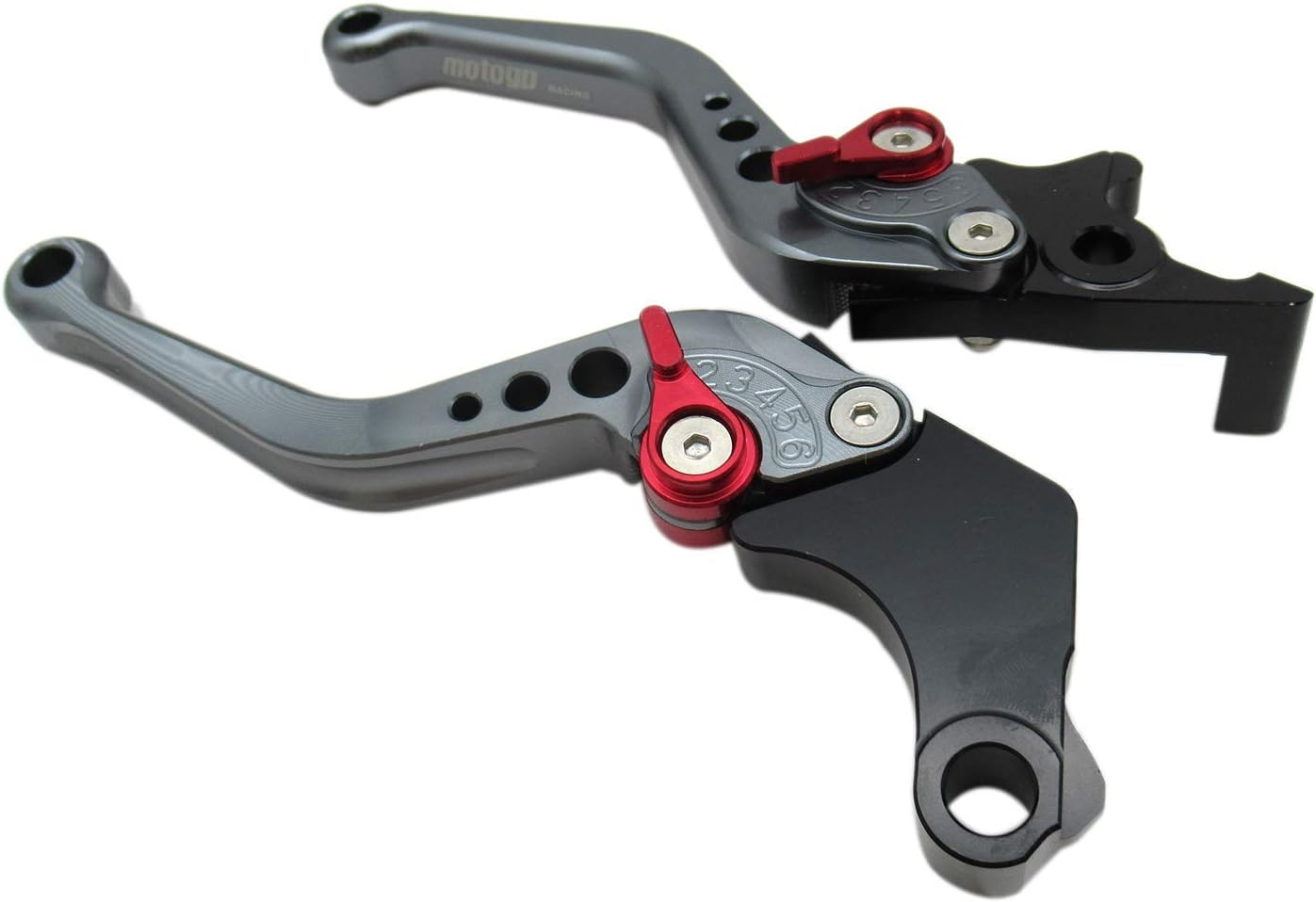 BLUE ELF Titanium Gray CNC 6 Position Shorty Brake Clutch Lever for Suzuki Bandit 1250/S 2007 2008 2009 2010