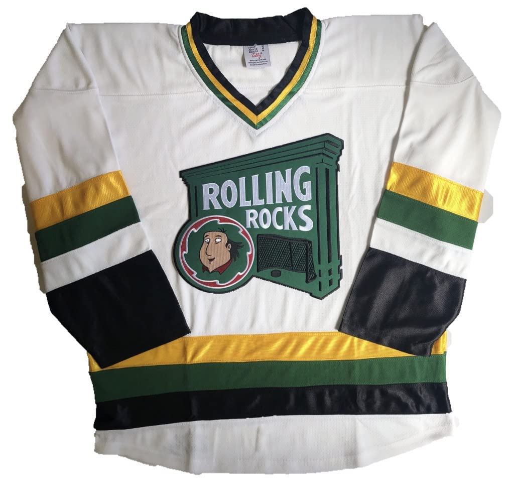 White Rolling Rocks Jerseys - Pro Quality Jerseys; We are Ready to Customize with Names and Numbers (White, Adult Medium)
