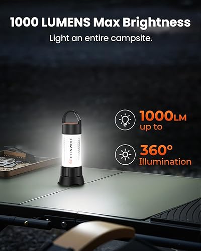 Miniatura 3 de ETENWOLF Linterna de campamento y linterna 2 en 1, linterna de campamento CL5 recargable de 1000 lúmenes, linterna LED para campamento, 6 modos de