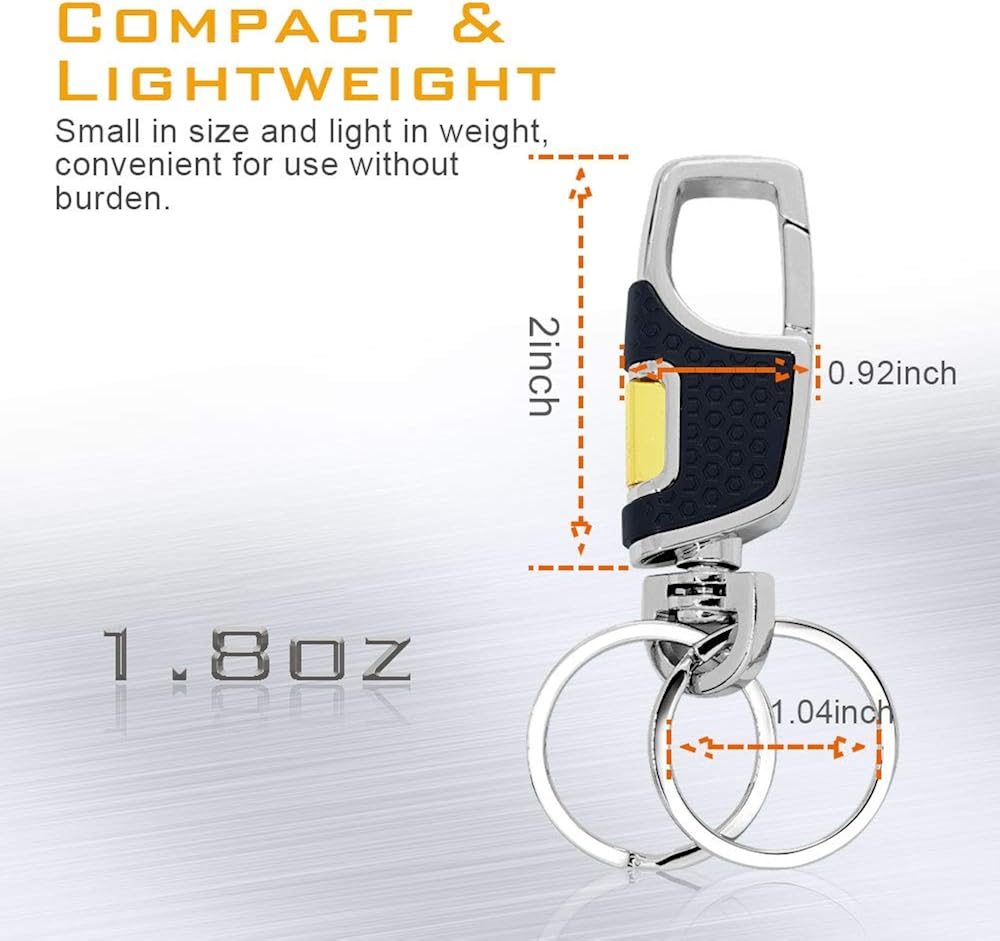 Heavy Duty Key Chain with 2 Key Rings Detachable Car Key Holder Multifunctional Carabiner Clip for Home office Car Keychain, Chrome-plated Black