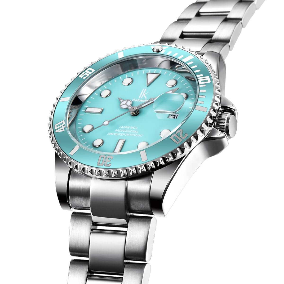 Alienwork IK Orologio Uomo Donna Calendario Cinturino in Metallo