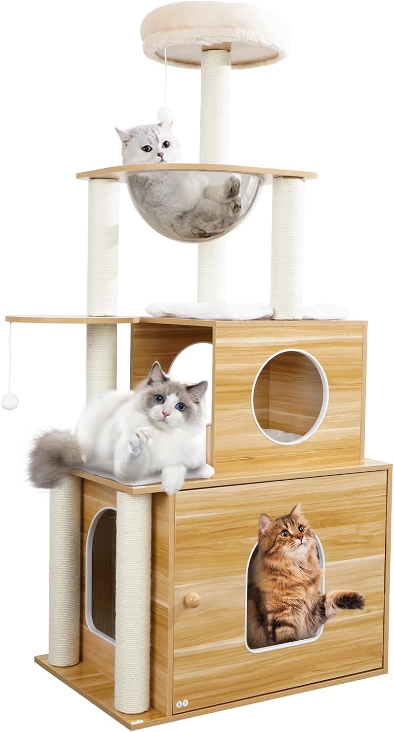 キャットタワー トイレ 猫タワー 多頭 木製 収納 家具 ぶつかり防止 角 