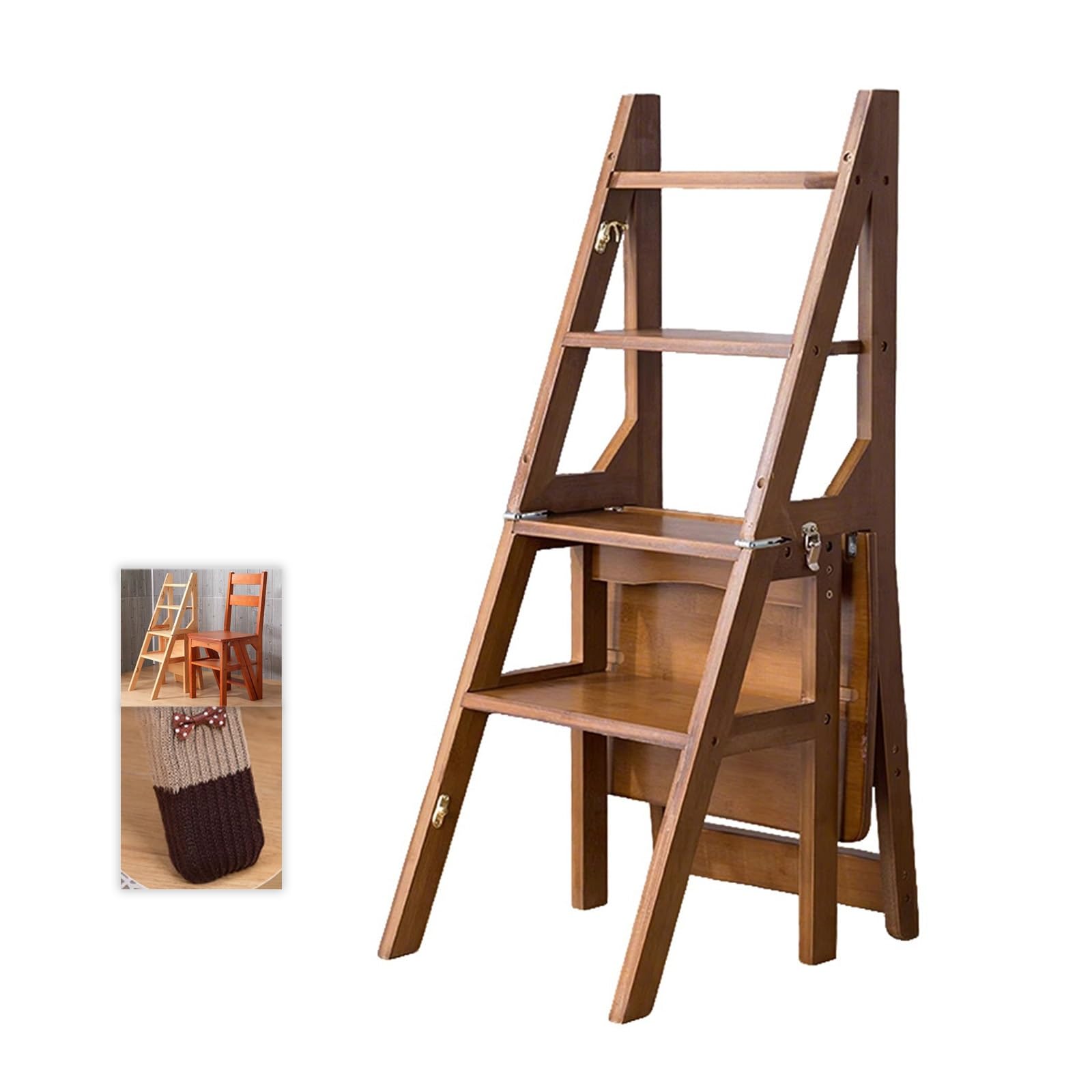 Tabouret pliant vintage bois léger mais solide pour cuisine et chambre 2pcs