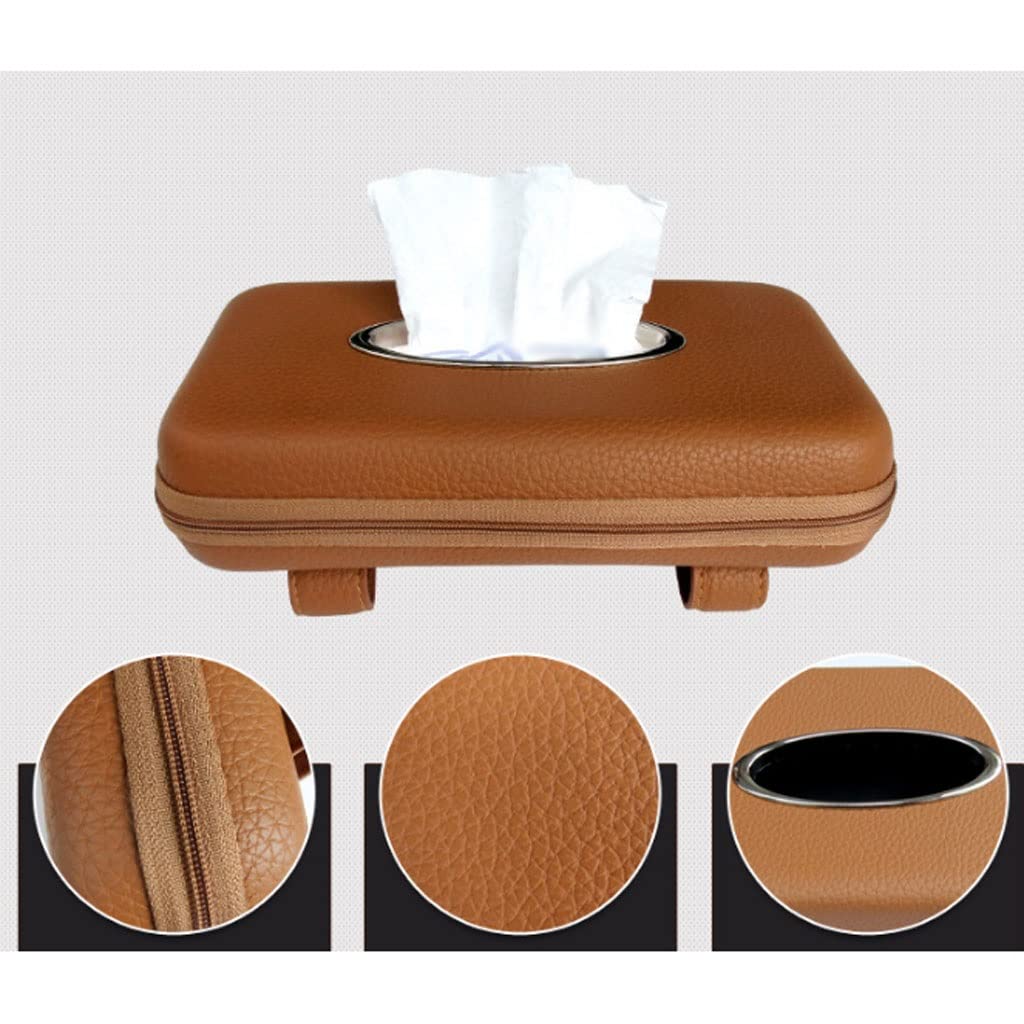Uchwyty na chusteczki, samochodowe etui na chusteczki, skórzane etui na chusteczki z mikrofibry do pojazdu, pudełka Hangitissue na uchwyt na osłonę samochodową/brązowy/a(Beige)