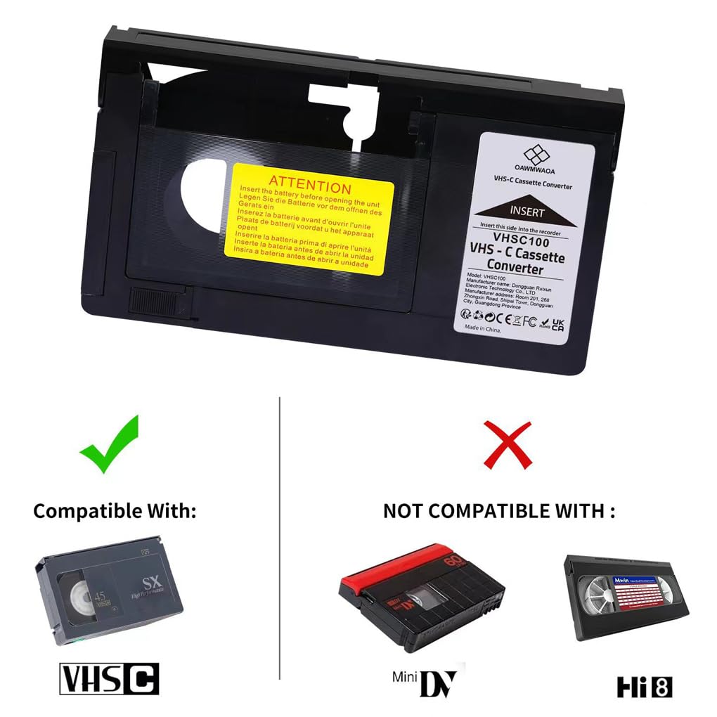 Converti nastro per videocamera da in adattatore per cassetta VHSC digitale VHS - Adattatore per cassetta Videocamere VHSC sigillato originale
