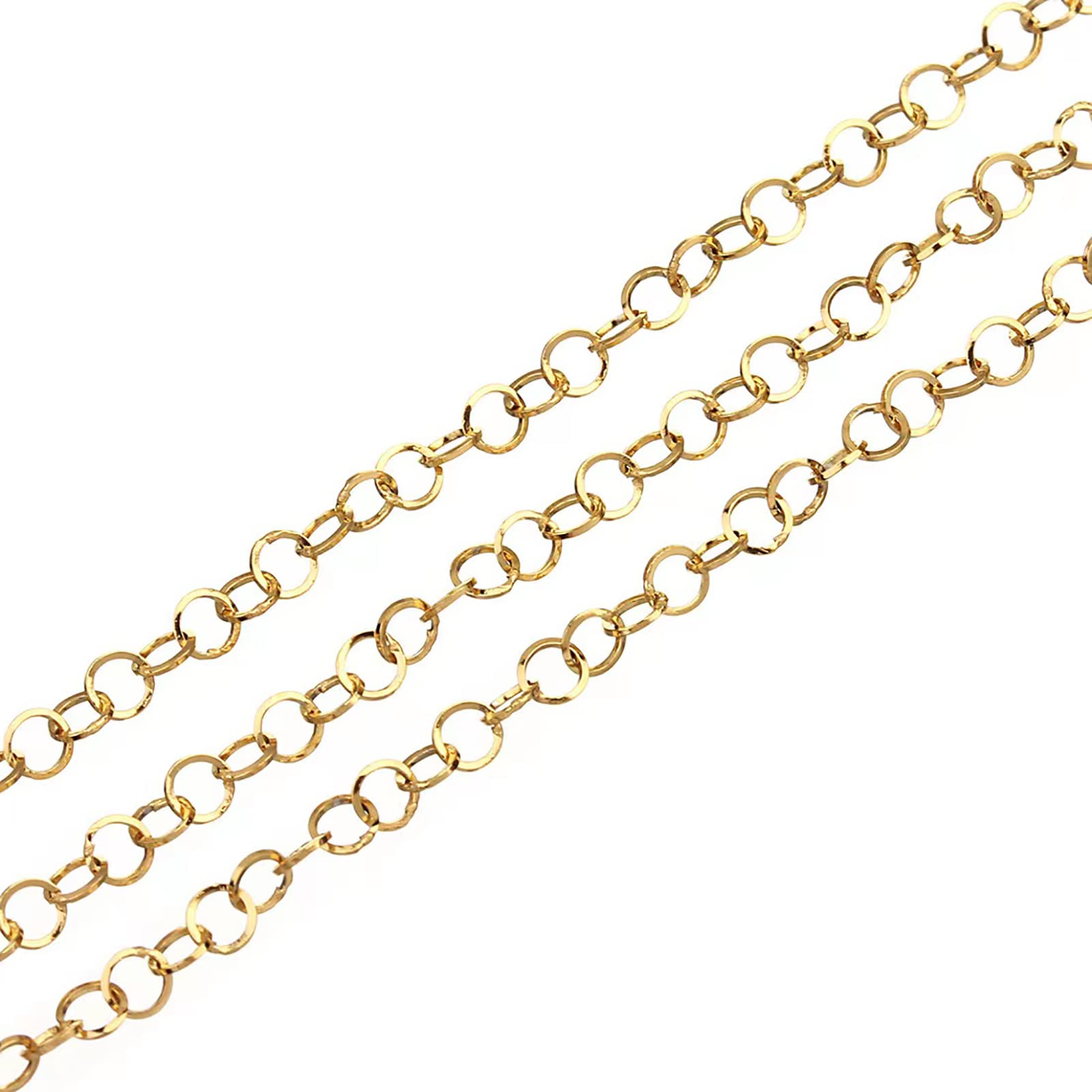 Goldfarbene Edelstahl-Glieder-O-Kette, 5 mm, dünne Kreuz-Halskette mit Spule für Armbänder, Schmuckzubehör, DIY-Herstellung