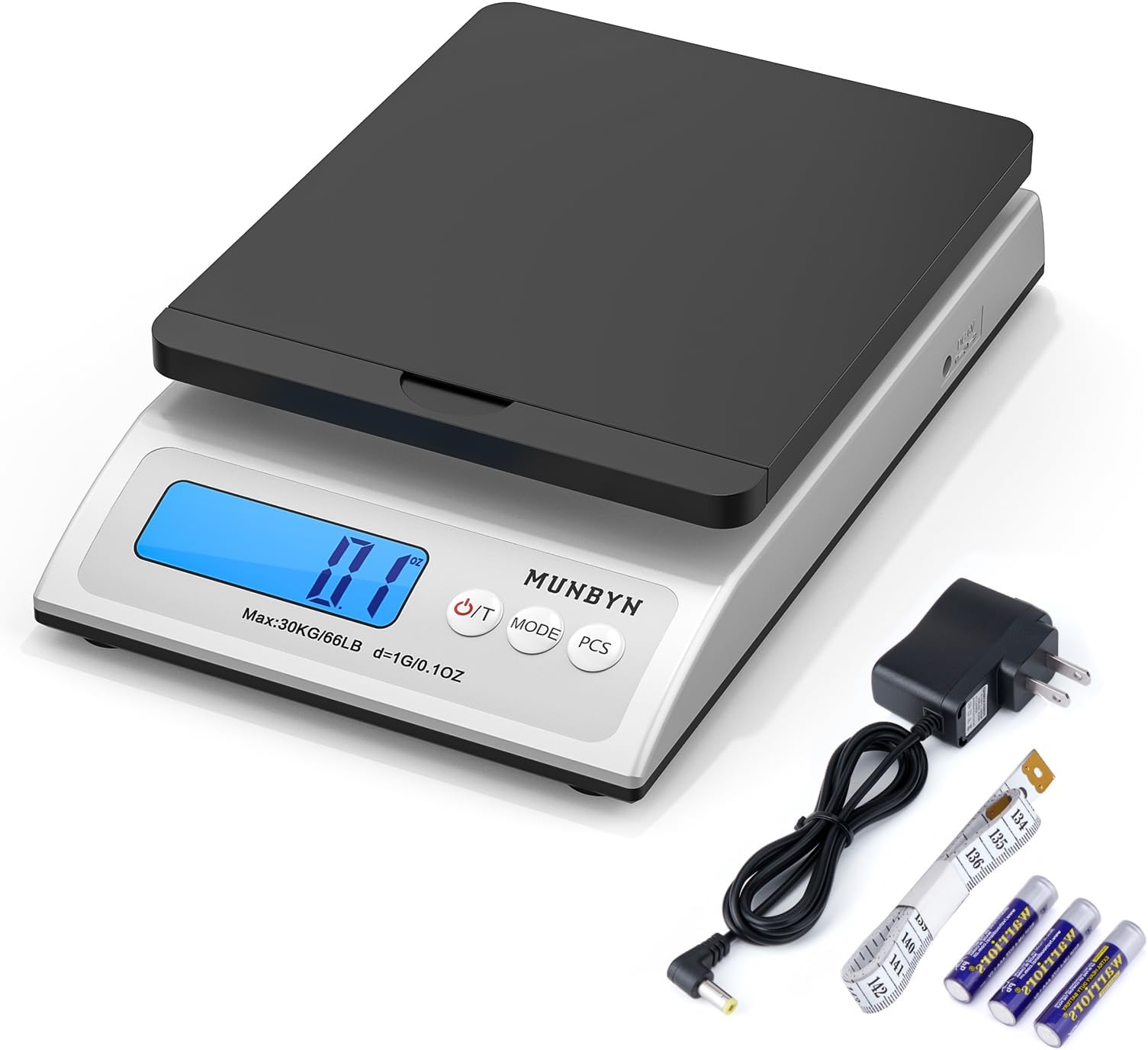 MUNBYN Digital Weight Scale Postal Scale with Hold and Tear Function GramOuncePound Mail Postage Scale for Shipping Packages Mailing Small Business, Etsy, Ebay, Shopify