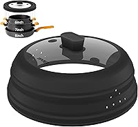 Vista 16 de Cubierta para salpicaduras de microondas, cubierta plegable de silicona para plato de microondas con vidrio para alimentos, tapa protectora de Negro