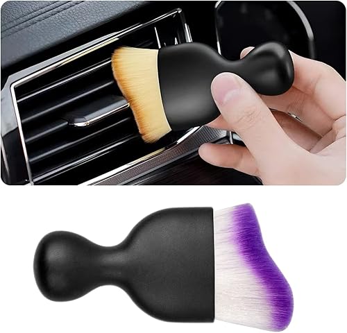 Blilo Cepillo para detalles del interior del automóvil, cepillos de limpieza suave para el cabello, colectores de polvo de suciedad curvos,