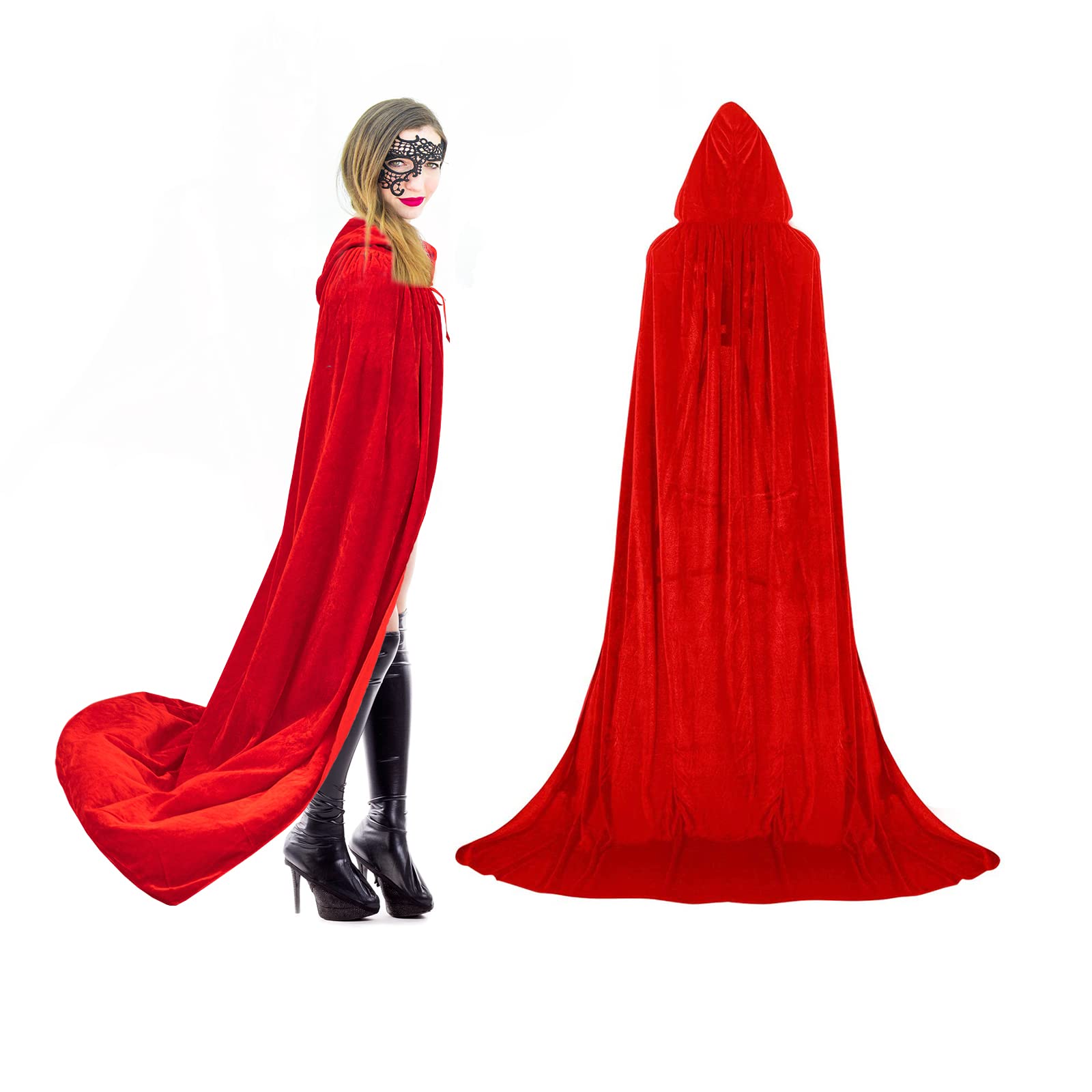 Buen Don Mantello con Cappuccio, Mantelli Lungo Velluto Unisex Halloween Wicca Vampiro Masquerade Costume