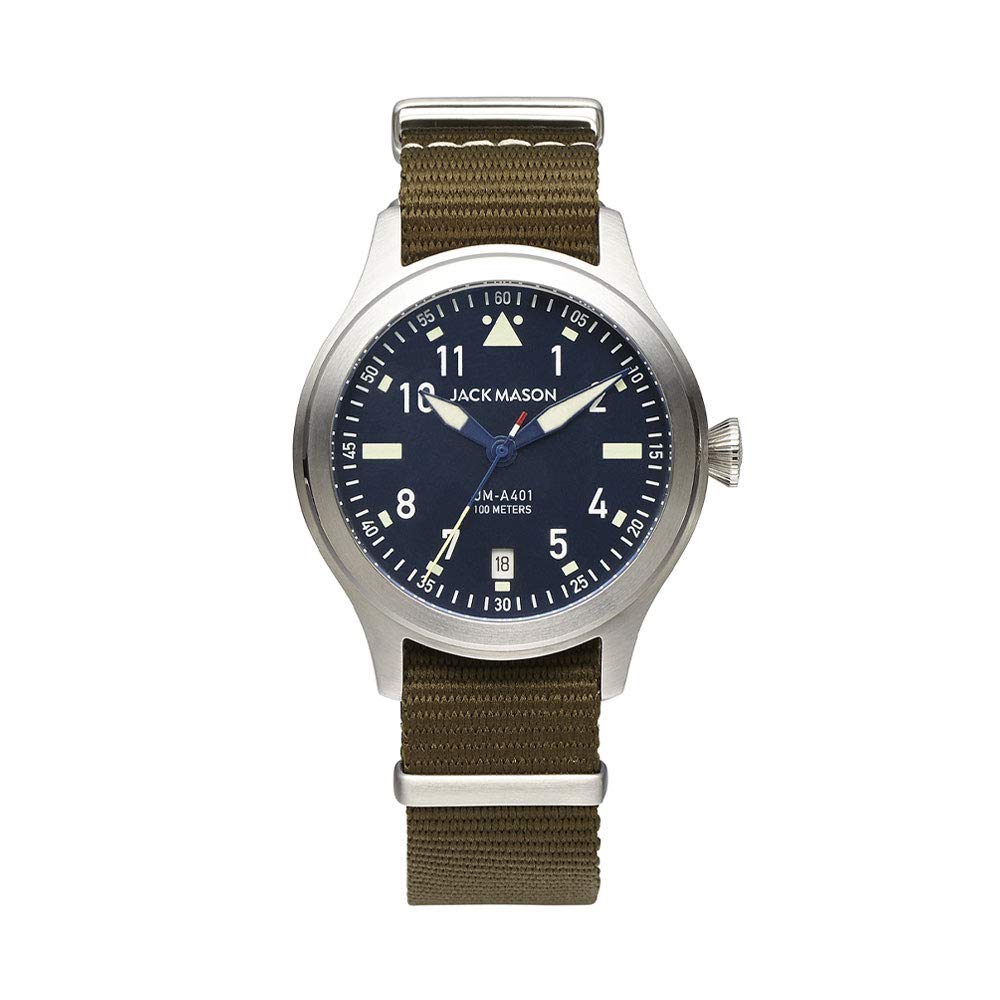 طرف view of JACK MASON Aviation 38mm Watch showing crown