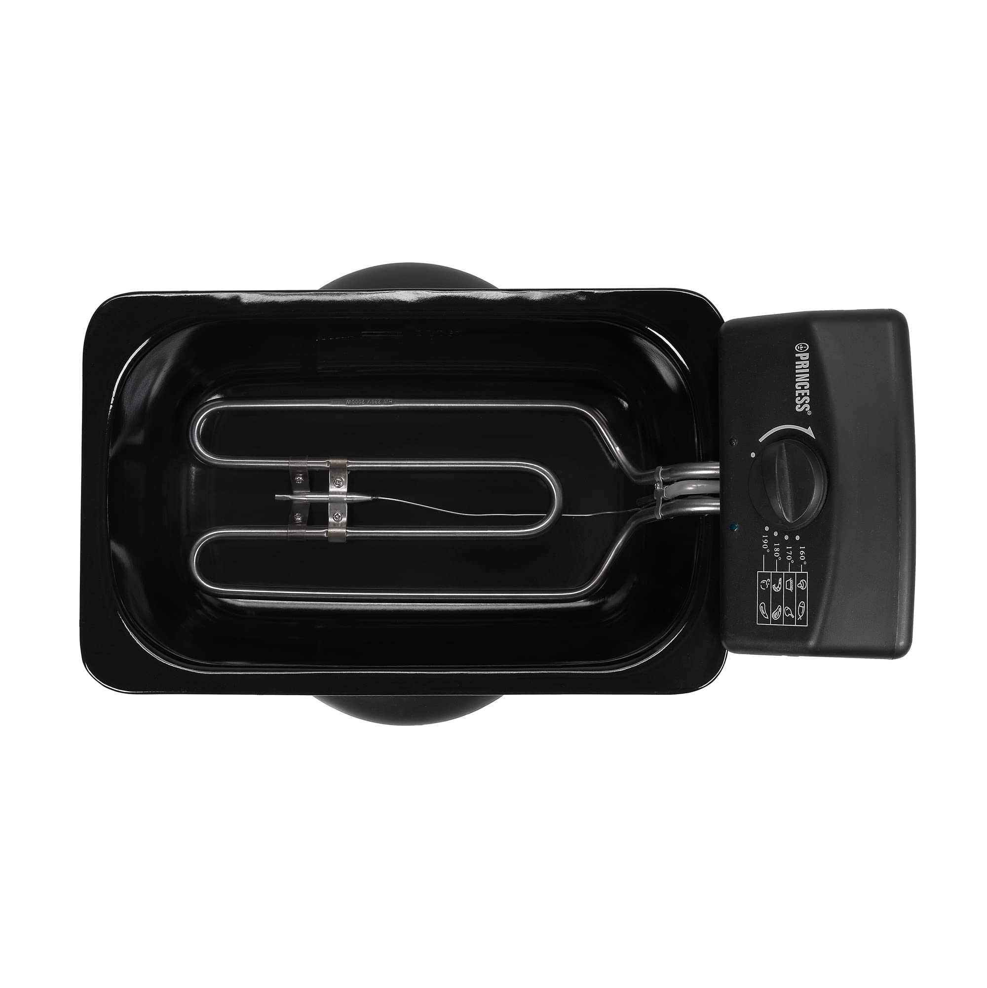 Princess 182729 Freidora de acero negro con capacidad de 4 L, con carcasa de acero inoxidable, zona fría evita los residuos quemados, filtro de aceite de seguridad evita salpicaduras, 2000 W