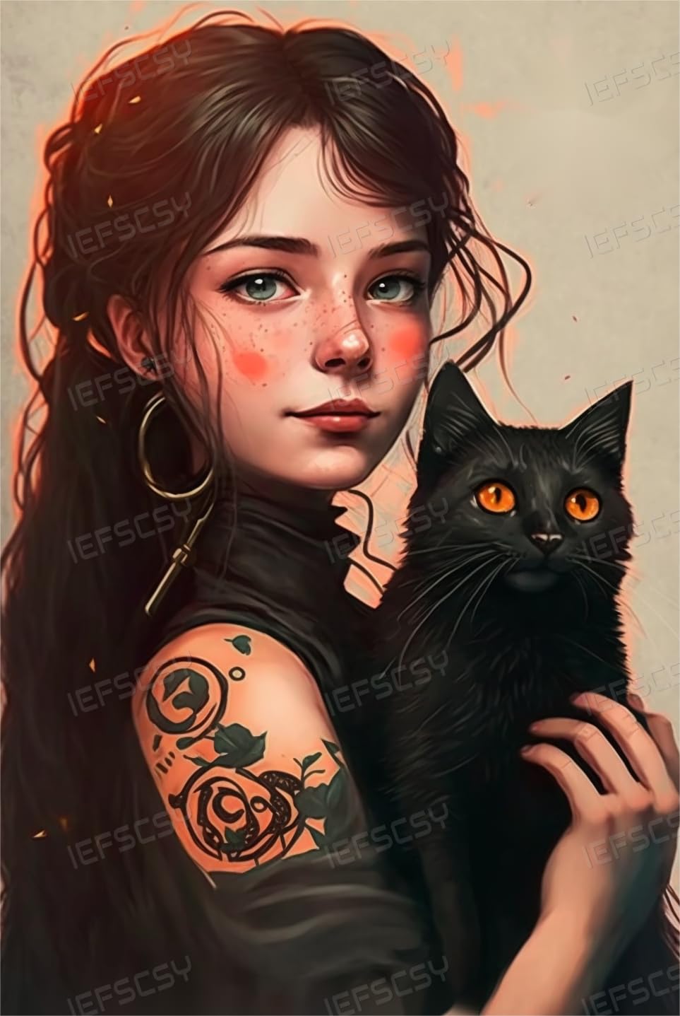 70 Piece Puzzles Black Cat and Maiden Wooden Puzzles for Adults,Take Time to Get a Sense of Accomplishment - Original Beauty for Unique Room Decor &amp; Collectibles