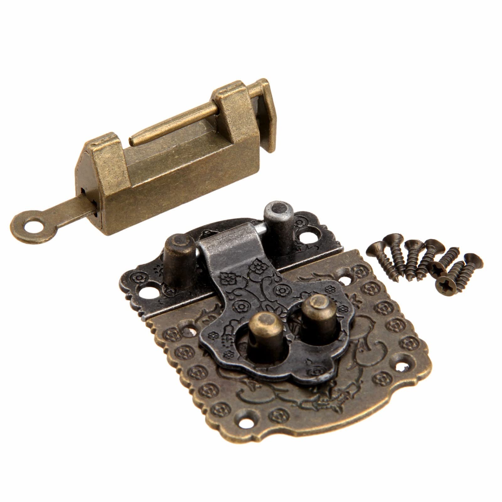 Nvsfzgiyg Bronze Hardware Wooden Box Cabinet Toggle Latch Hasp+Antiquelock Furniture Accessories