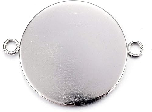 Miniatura 8 de Craftdady 100 conectores colgantes de bandeja de bisel de 0.98 pulgadas (0.984 in), color blanco cameo redondo, cabujón de acero inoxidable, doble