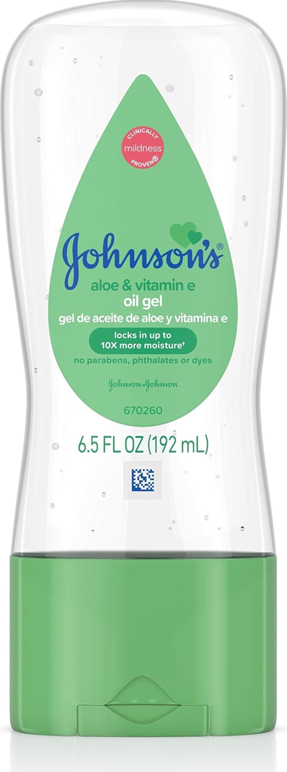 Johnson's Baby Oil Gel, Aloe Vera & Vitamin E, 6.5 fl oz