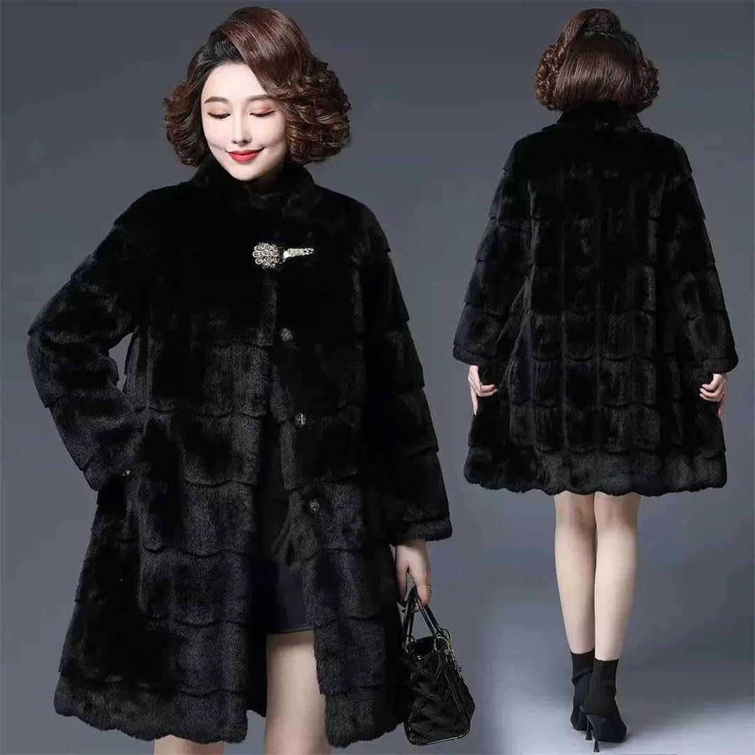 Chaqueta de invierno para mujer de mediana edad y ancianos, parka cálida y holgada, color albaricoque, talla XXL, albaricoque, XXL