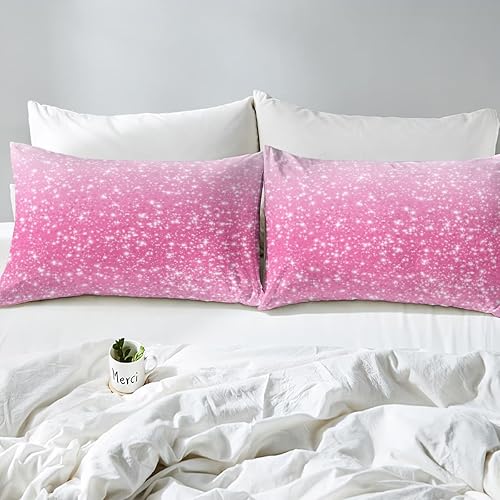 Miniatura 9 de Erosebridal Juego de ropa de cama de lentejuelas con purpurina y estrellas, sábanas de bolsillo profundo arcoíris y galaxia espacial, sábana bajera