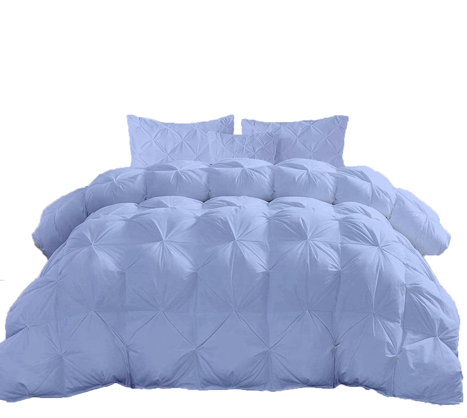 Jackson Hole Home Luxury 1500-TC Pinch Pleated Down Alternative Comforter Oversized Queen Size 98 x 98 Inches 1pc Comforter & 2 pcs Pillow Covers, 700 GSM & All Side Corner Tabs 100% Egyptian Cotton