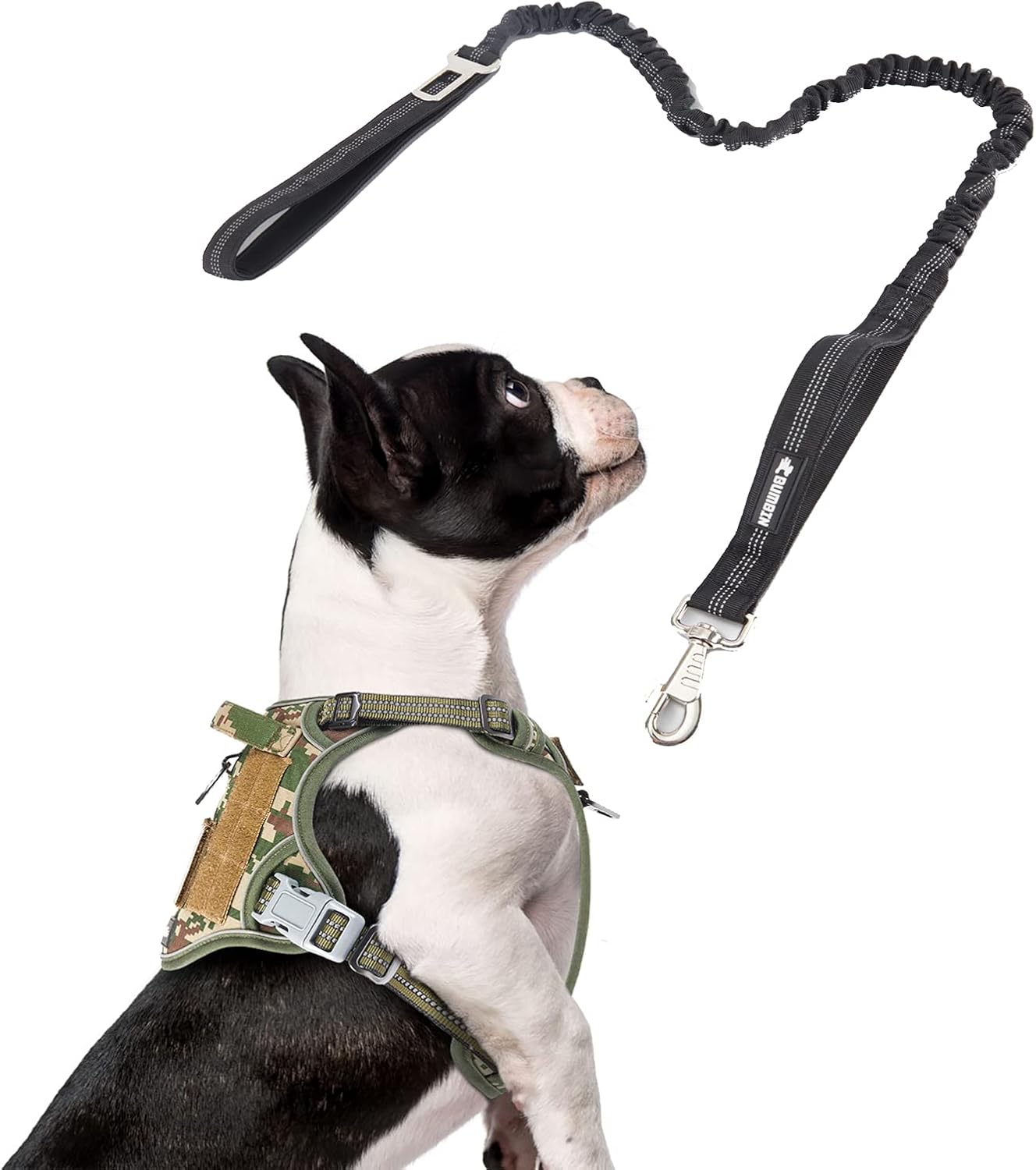 BUMBIN Dog Harness for Large Dogs No Pull, Tactical Dog Harness, with Handle, Adjustable Dog Vest Harness, 6Ft Bungee Dog Leash Large Dogs, No Pull Shock Absorbing Dog Leash with Car Seat Belt